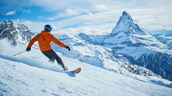 man skiing in Switzerland
